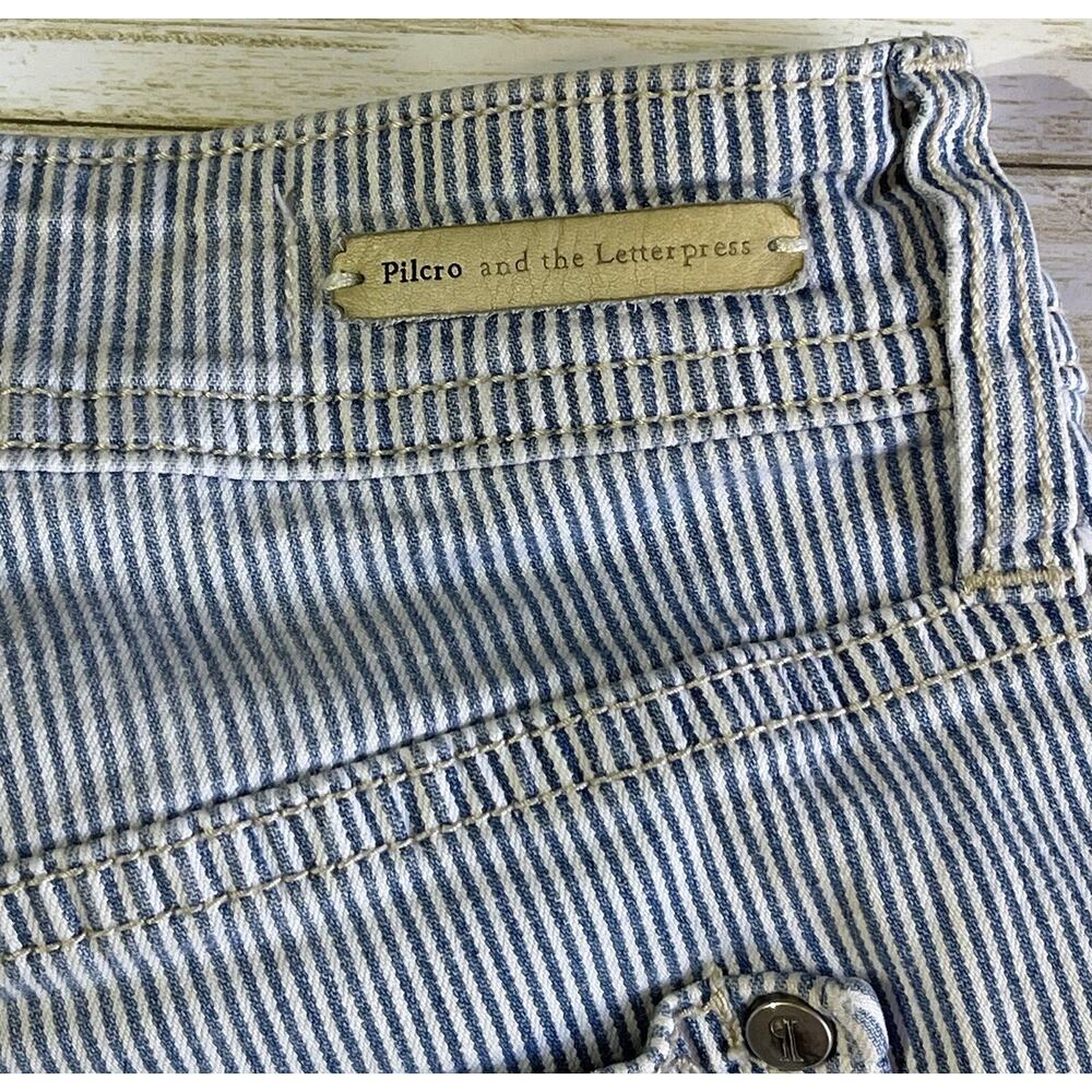 Pilcro and the Letterpress Women’s Blue & White Striped Hyphen Shorts Size 28 - Picture 5 of 11